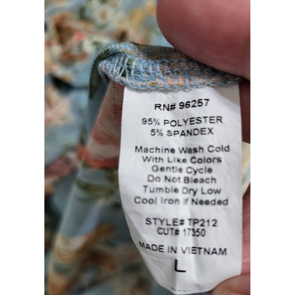 PERSEPTION CONCEPT Women's SZ Large Sheer Button Up Floral Blouse Top - Picture 8 of 8